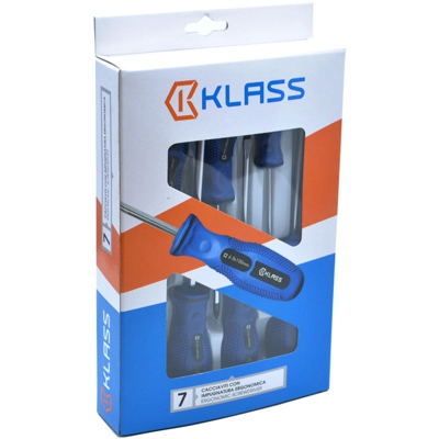 Klass - Serie 7 Cacciaviti Cr-V 4 Lama 3 Croce Punta Magnetica