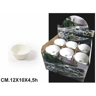 PIROFILA PORCELLANA TONDA CON MANICI CM.12X10X4,5h - BIGHOUSE IT
