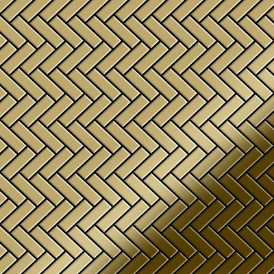 Mosaico metallo solido Titanio specchiato Gold oro spesso 1,6 mm ALLOY Herringbone-Ti-GM