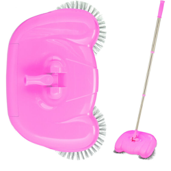 Scopa per Pavimenti Duri e Laminato, senza Elettricità Meccanica, Manuale, Manico 45 - 97 cm, Rotante, Pink - RELAXDAYS en oferta