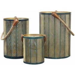 Set Di 3 Lanterne In Metallo Stile Orientale Di Design Moderno Portacandela Da Appendere , G.Ø35 X 25/M.Ø30 X 20/P.Ø20 X 15 - MILANI HOME características