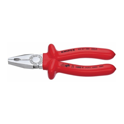 KNIPEX Pinza combinata, cromata, collaudata VDE 180 mm, con isolamento VDE
