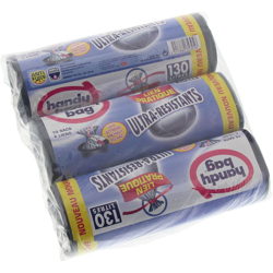 3 rotoli di 10 sacchetti pattumiera 130 l, Legame pratica, Ultra Resistente, antigoccia, 80 x 120 cm, Grigio scuro, opaco - Handy Bag características