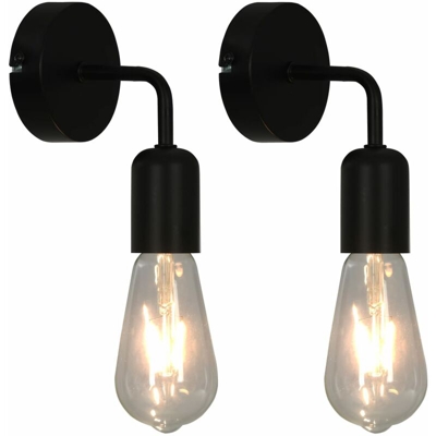 Lampade da Parete 2 pz con Lampadine 2 W Nero E27 - VIDAXL