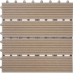 Piastrelle pavimentazione da esterno Rhone T831 WPC 30x30cm 11 pezzi 1mq teak lineare - MENDLER precio