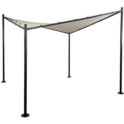 Gazebo pergola HWC-F85 acciaio poliestere 3x3m avorio - MENDLER