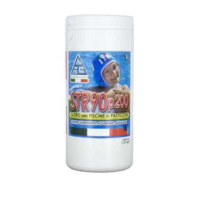 CLORO IN PASTIGLIE DA gr.200 PER PISCINE kg.1 STR90gr DISINFETTANTE ANTIBATTERICO IN PASTICCHE ANTIALGHE PER PISCINA - C.A.G CHEMICAL