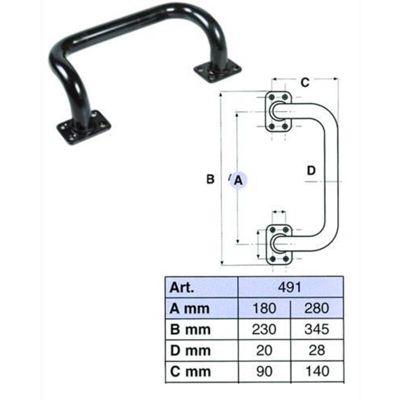 Maniglia Per Portoni Scorrevoli 491 Tubolare Piegati Mm. 280 - FERRAMENTA MARTINA