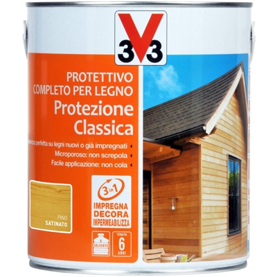 V33 Protettivo Completo Legno Protezione Classica Colore Pino 2,5 Litri