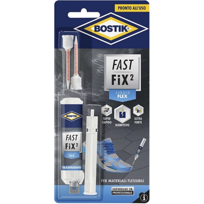 Adesivo Bostik Fast-Fix2 Siringa Liquid-Flex Gr. 10 Pelle Gomma Tessuto