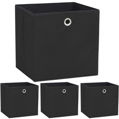Set Contenitori 4 pz Tessuto non Intrecciato 32x32x32 cm Nero - VIDAXL