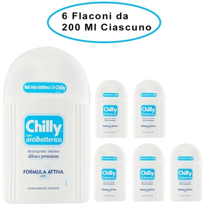 detergente intimo con antibatterico 6 flaconi da 200 ml ciascuno - Chilly