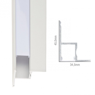 Profilo Alluminio Per Striscia Led Per Soffitti Diffusore Latteo x 1M (SU-A4535) - GREENICE