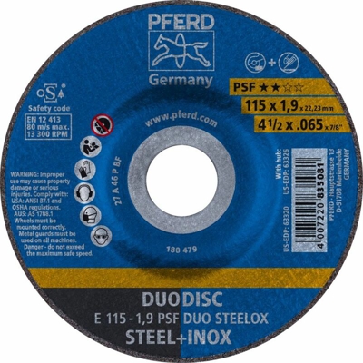 Disco per sgrossatura E 115-1,9 PSF DUO STEELOX - Pferd