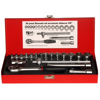 SERIE 20 CHIAVI A BUSSOLA 05301 CASSETTA IN METALLO + CRICCHETTO - Sikurotech