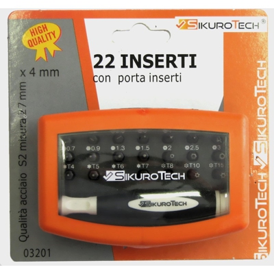 SET 22 BITS 03201 ACCIAIO S2 BIT X TRAPANO AVVITATORE CON CONTENITORE - Sikurotech