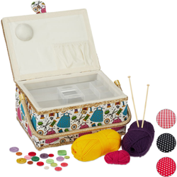 Scatola Cucito, Senza Contenuto, Organizer Estraibile, Coperchio, Portatile,Stoffa,Cofanetto,multicolore - RELAXDAYS características