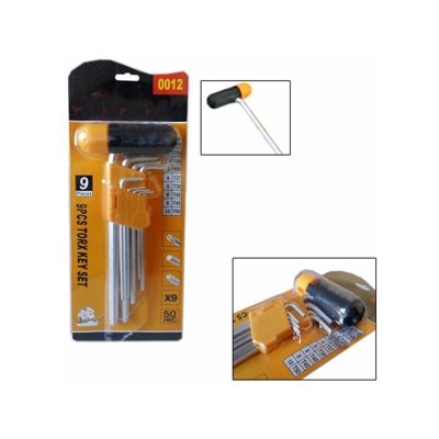 Set Kit 9 Chiavi Esagonali Lunghe Ad Elle Manico Mandrino Forato Da T10 A T50 - TP