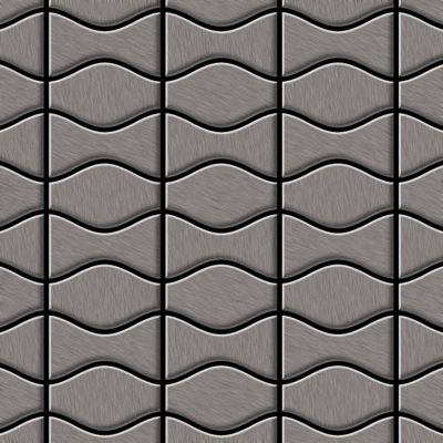 Mosaico metallo solido Titanio spazzolato Smoke grigio scuro spesso 1,6 mm ALLOY Kismet & Karma-Ti-SB disegnato da Karim Rashid