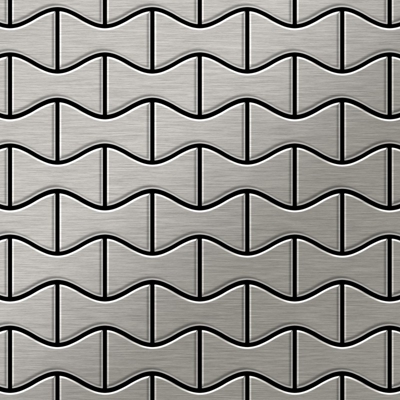Mosaico metallo solido Acciaio inossidabile Marine spazzolato grigio spesso 1,6 mm ALLOY Kismet-S-S-MB disegnato da Karim Rashid