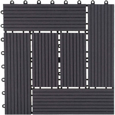 Piastrelle pavimentazione da esterno Rhone T831 WPC 30x30cm 11 pezzi 1mq antracite incrociato - MENDLER