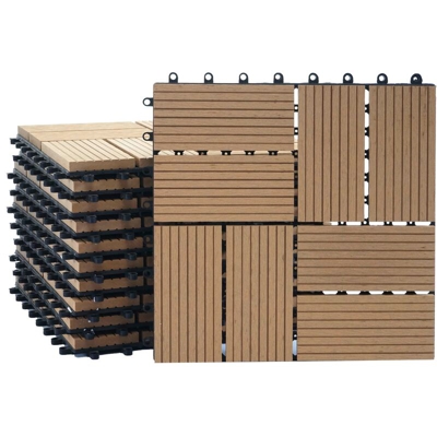 Piastrelle Premio pavimentazione da esterno Rhone T831 WPC 30x30cm 11 pezzi 1mq teak quadrati - MENDLER
