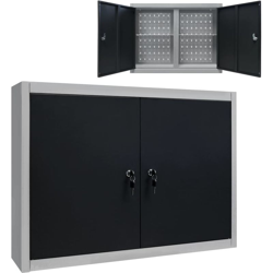 Armadio a Parete Stile Industriale in Metallo Grigio Nero - ASUPERMALL precio