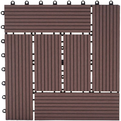 Piastrelle Premio pavimentazione da esterno Rhone T831 WPC 30x30cm 11 pezzi 1mq marrone incrociato - MENDLER