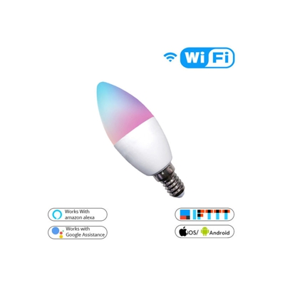 Lampadina Led Smart Tuya C37 E14 4,5W WiFi RGB + Bianco Caldo 2700K - HOMCLOUD