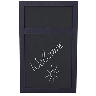 Lavagna da parete HWC-C51a decorativa legno paulonia 55x34x2cm grigio scuro - MENDLER