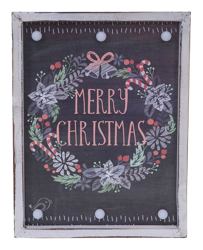 Quadretto LED Natale Merry Christmas a pile legno 40x60cm - MENDLER precio