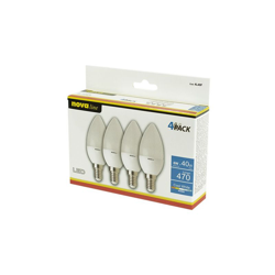 Nova Line - Confezione da 4 Pz di Lampadina Led C37 E14 6W Bianco Freddo 6500K características