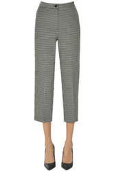 Cropped hounds tooth print trousers características