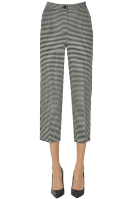Cropped hounds tooth print trousers