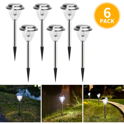 Aigostar - Lampioncino segnapassi Led Solare King argento da giardino 0,8W IP44 crepuscolare da giardino con picchetto Bianco Freddo 6500K en oferta