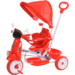 Homcom Triciclo Passeggino a Forma di Moto per Bambini 3-8 Anni con Tettuccio e Maniglione Rosso precio