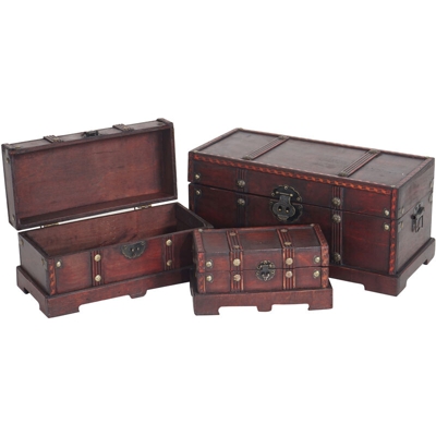 Baule forziere Valencia decorativo legno bordi quadrati set 3x versioni S XS XXS - MENDLER