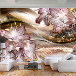 Fotomurale Lilies on the Wave Brown cm 250x175 Artgeist características