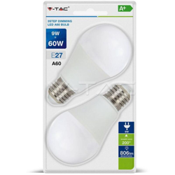 Lampadina LED V-TAC E27 9W A60 3 Step Dimmerabile 2700K (Blister 2 Pezzi) en oferta