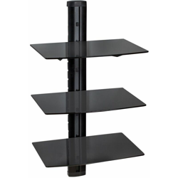 Supporto con fissaggio a parete e 3 ripiani per lettori DVD e ricevitori modello 3 - staffa tv, supporto per tv, supporto tv parete - nero - TECTAKE en oferta