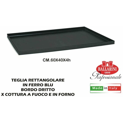 Teglia In Ferro Blu Bordo Dritto Cm.60X40 - BIGHOUSE IT