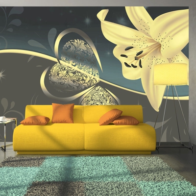 Fotomurale Gigli in grigio cm 300x210 Artgeist