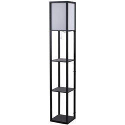 Lampada da Terra con Libreria 3 Livelli Nero 26 x 26 x 160 cm - Homcom precio