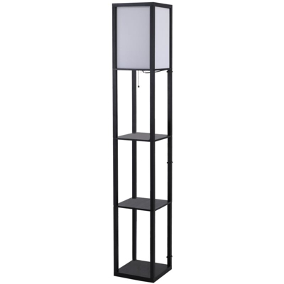 Lampada da Terra con Libreria 3 Livelli Nero 26 x 26 x 160 cm - Homcom