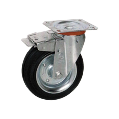 Ruota Gomma Piastra Girev. C/Freno 100Mm (536302) D - TELLURE