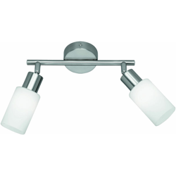 Lampadario faretti nickel vetro satinato 25cm 2x punti luce - Reality Trio en oferta