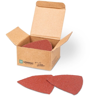 VONROC Set 50 pezzi carta abrasiva senza buchi. Per levigatrice a delta e utensile multiuso 82 mm.