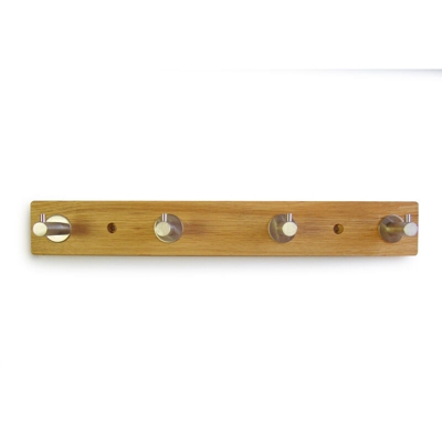 Appendiabiti da parete, Legno-Acciaio, Quercia, 4 ganci. Marchio REI