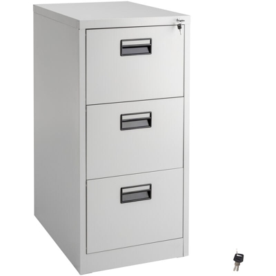 Schedario con 3 cassetti - archivio, arredo ufficio, cassettiera - grigio - TECTAKE