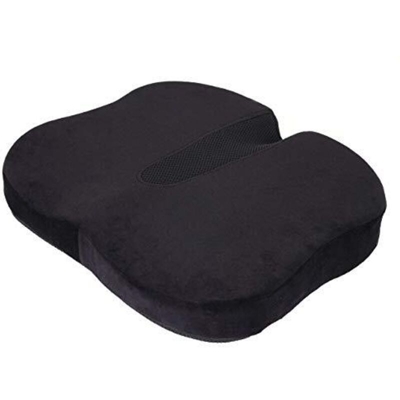 Cuscino da seduta sedie auto memory foam HWC-D11 velluto nero - MENDLER